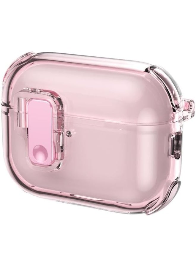 for Airpods Pro 2 Case,Safety Lock Cases for Apple Airpod Pro 2 with Phone Stand Drop Protection Air pods Pro2 Case Cover for Men Women with Keychain (Clear Pink) - Image 2